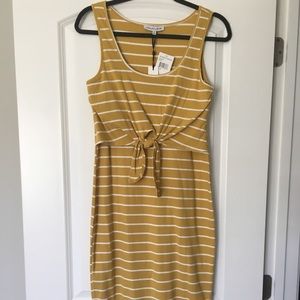 Mustard yellow and white stripe sundress